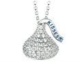 April Birthstone CZ`s Medium Flat Back Shaped Hershey`s Kiss Pendant- Free 16 to 18 Inch Adjustable Chain Included