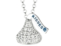 April Birthstone CZ`s Small Flat Back Shaped Hershey`s Kiss Pendant- Free 16 to 18 Inch Adjustable Chain Included