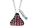July Birthstone CZ`s Small Flat Back Shaped Hershey`s Kiss Pendant- Free 16 to 18 Inch Adjustable Chain Included