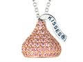 October Birthstone CZ`s Medium Flat Back Shaped Hershey`s Kiss Pendant- Free 16 to 18 Inch Adjustable Chain Included
