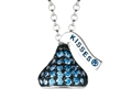 September Birthstone CZ`s Small Flat Back Shaped Hershey`s Kiss Pendant- Free 16 to 18 Inch Adjustable Chain Included