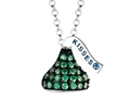May Birthstone CZ`s Small Flat Back Shaped Hershey`s Kiss Pendant- Free 16 to 18 Inch Adjustable Chain Included