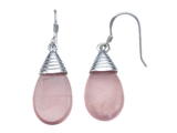 Rose Quartz Hanging Hook Earrings