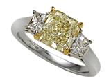 Natural Fancy Yellow Three Stone Hand Made Engagement Ring