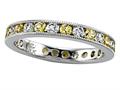 Karina B™ Round Diamond and Yellow Sapphire Eternity Band With Milgrain