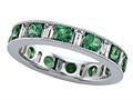 Karina B™ Baguette Diamond and Round Tsavorite Eternity Band With Milgrain