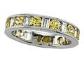 Karina B™ Baguette Diamond and Round Yellow Sapphire Eternity Band With Milgrain