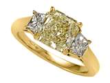 Natural Fancy Yellow Three Stone Hand Made Engagement Ring