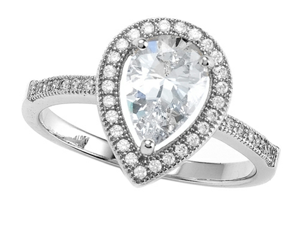 Zoe R Hand Set Cubic Zirconia Pear Shape Engagement Ring BM10369