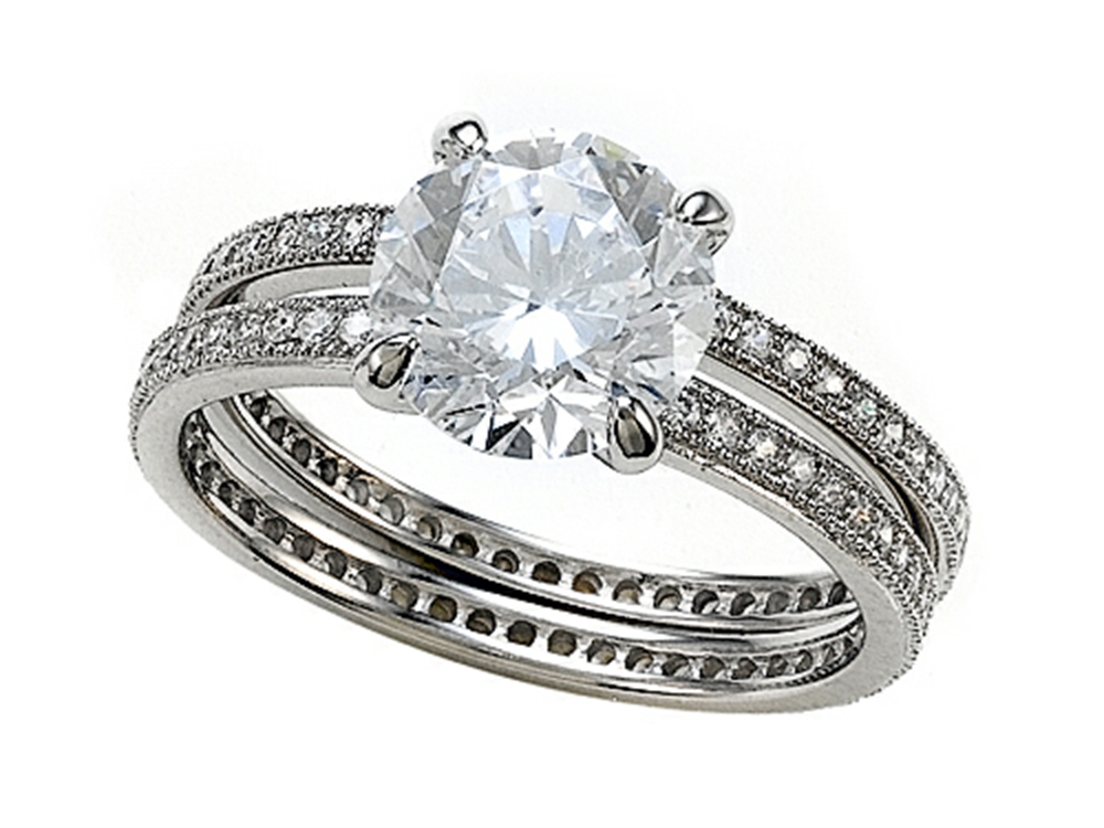 Zoe R Hand Set Cubic Zirconia Eternity Wedding Set BM10385