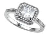 Zoe R™ 925 Sterling Silver Micro Pave Hand Set Cubic Zirconia (CZ) Princess Cut Center Engagement Ring style: BM10123