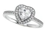 Zoe R™ 925 Sterling Silver Micro Pave Hand Set Cubic Zirconia (CZ) Heart Shape Center Engagement Ring style: BM10374