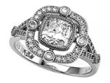 Zoe R™ 925 Sterling Silver Micro Pave Hand Set Cushion-Cut Cubic Zirconia (CZ) Engagement Ring style: BM10460T