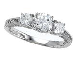 Zoe R™ 925 Sterling Silver Micro Pave Hand Set Cubic Zirconia (CZ) 3 Stone Engagement Ring style: BM10466