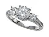 Zoe R™ Micro Pave Hand Set Cubic Zirconia (CZ) 3 Stone Engagement Ring with 7mm center. style: BM10474