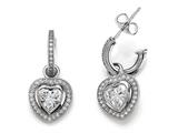 Zoe R™ 925 Sterling Silver Micro Pave Hand Set Cubic Zirconia (CZ) One Row Small Hoop Earrings and Heart Shape style: BM21102