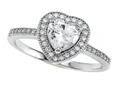 Zoe R™ 925 Sterling Silver Micro Pave Hand Set Cubic Zirconia (CZ) Heart Shape Center Engagement Ring