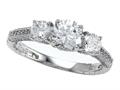 Zoe R™ 925 Sterling Silver Micro Pave Hand Set Cubic Zirconia (CZ) 3 Stone Engagement Ring