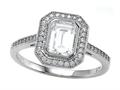 Zoe R™ 925 Sterling Silver Micro Pave Hand Set Cubic Zirconia (CZ) Halo Emerald Cut Center Engagement Ring bm10485b
