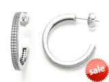 Zoe R™ 925 Sterling Silver Micro Pave Hand Set Cubic Zirconia (CZ) Two Row Medium Hoop Earrings style: BM20471