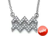 Zoe R™ Sterling Silver Micro Pave Hand Set Cubic Zirconia (CZ) Aquarius Zodiac Pendant Necklace On 18 Inch Adjustable Ch style: BM308201