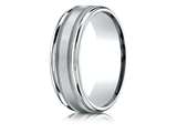 <b>Engravable</b> Benchmark® 18k Gold 7mm Comfort-fit Satin Finish Center With Milgrain Round Edge Carved Design Band style: RECF7701S18K