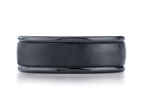 8mm Round Edge Ceramic Comfort Fit Black Carbon Fiber Fibre Wedding Ba