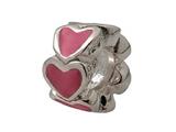 Zable™ Sterling Silver Pink Enamel Hearts Bead / Charm style: BZ0904
