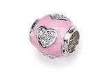 Zable™ Sterling Silver Pink Enamel with CZ Heart Bead / Charm style: BZ1019