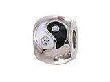 Zable™ Sterling Silver Enameled Yin/Yang Bead with CZ Bead / Charm style: BZ1100