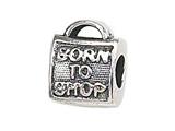 Zable™ Sterling Silver "Born To Shop" Bead / Charm style: BZ1415