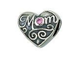 Zable™ Sterling Silver Mom With Pink Crystal Bead / Charm style: BZ1616
