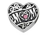Zable™ Sterling Silver Mom Heart With Crystals Bead / Charm style: BZ1648