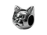 Zable™ Sterling Silver Cat Face 2-Sided Compatible Bead / Charm style: BZ1728