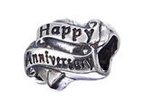 Zable™ Sterling Silver Happy Anniversary Compatible Bead / Charm style: BZ2129