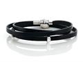 Zable™ 22 inches Sterling Silver Black Leather Wrap Bracelet with Magnetic Clasp and Smart  Compatible Bead bzb140