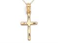 Finejewelers 14k Yellow Gold Small Bright Cut Cross Pendant Necklace - Chain Included