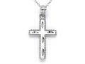 Finejewelers 14k White Gold Bright Cut Beaded Cross Pendant Necklace - Chain Included