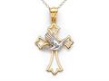 Finejewelers 14 kt Two Tone Gold Polished Cross Pendant Necklace with Dove - Chain Included