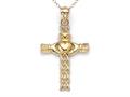 Finejewelers 14k Yellow Gold Claddagh Celtic Cross Pendant Necklace - Chain Included