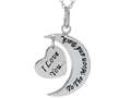 Sterling Silver I Love You to the Moon and Back Heart Pendant Necklace 18 inch adjustable w/ Chain
