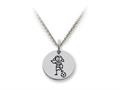 Family Values™ 925 Sterling Silver Soccer Girl Disc Pendant Necklace - Chain Included
