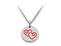 Stellar White™ 925 Sterling Silver Double Hearts Disc Pendant Necklace - Chain Included