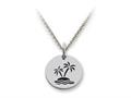 Stellar White™ 925 Sterling Silver Island Palm Trees Disc Pendant Necklace - Chain Included ss5103