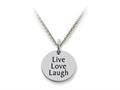 Stellar White™ 925 Sterling Silver Live Love Laugh (block) Disc Pendant Necklace - Chain Included ss5106