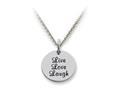 Stellar White™ 925 Sterling Silver Live Love Laugh (cursive) Disc Pendant Necklace - Chain Included