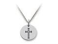 Stellar White™ 925 Sterling Silver Cross Disc Pendant Necklace - Chain Included ss5112