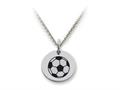 Stellar White™ 925 Sterling Silver Soccer Ball Disc Pendant Necklace - Chain Included