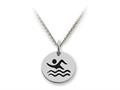 Stellar White™ 925 Sterling Silver Swimming Disc Pendant Necklace - Chain Included