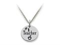 Stellar White™ 925 Sterling Silver #1 Teacher Disc Pendant Necklace - Chain Included ss5140